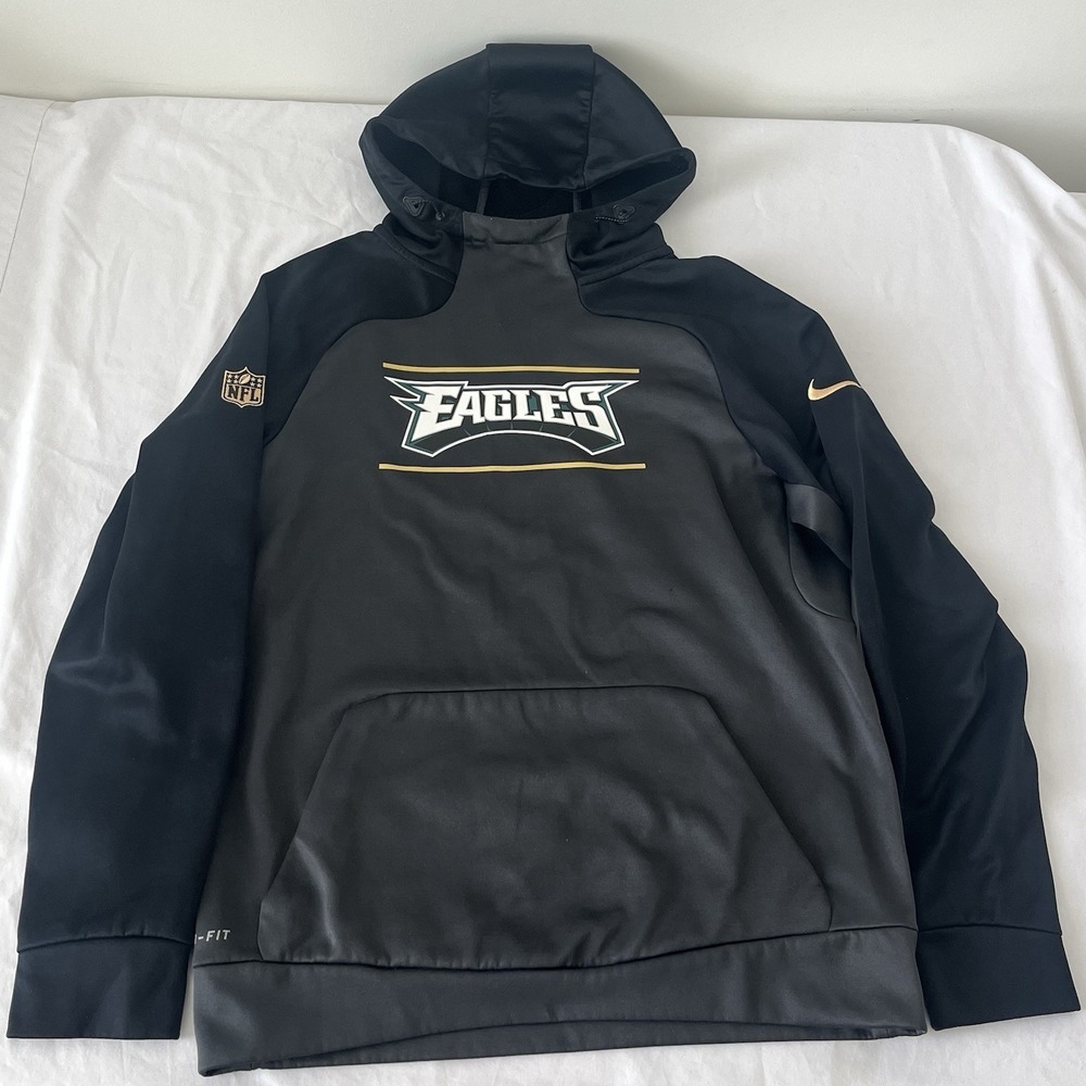 Nike NFL Eagles Hoodie Mens Small Gray Therma Fit On Field
